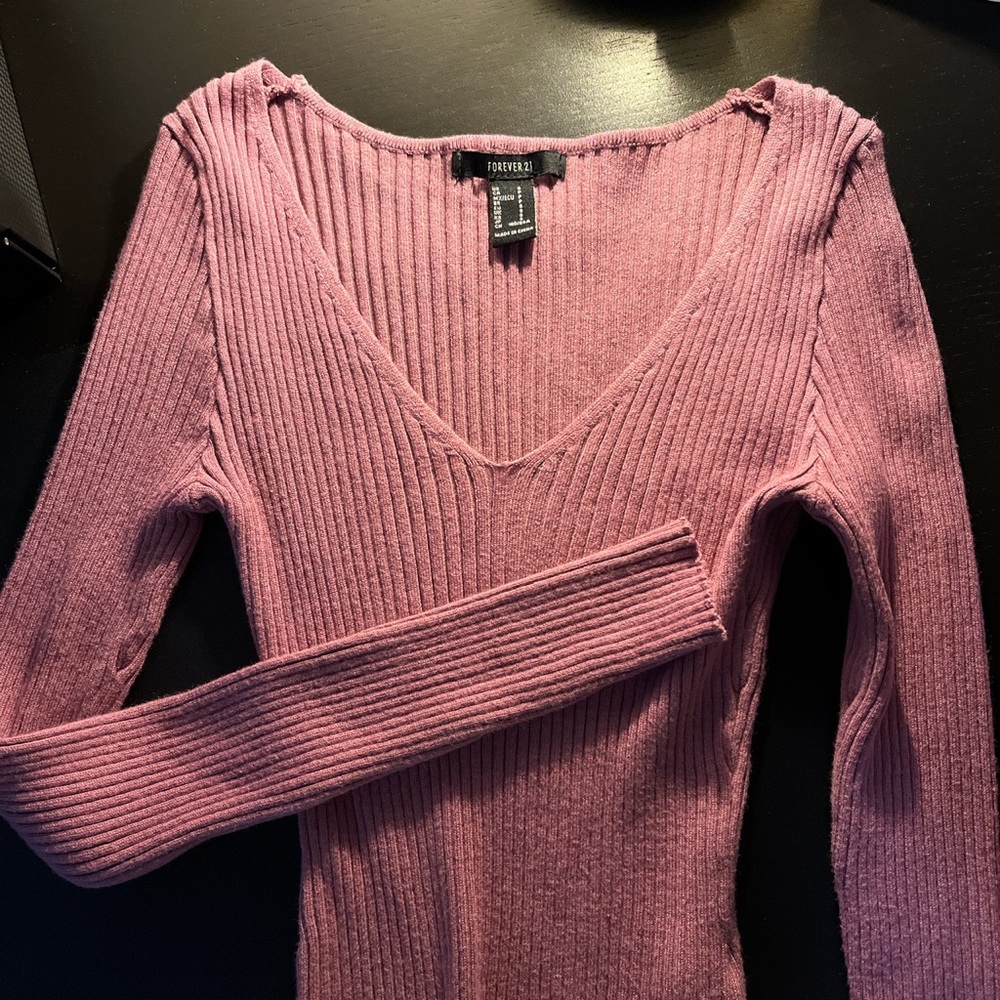 Forever 21 pink long sleeve bodysuit